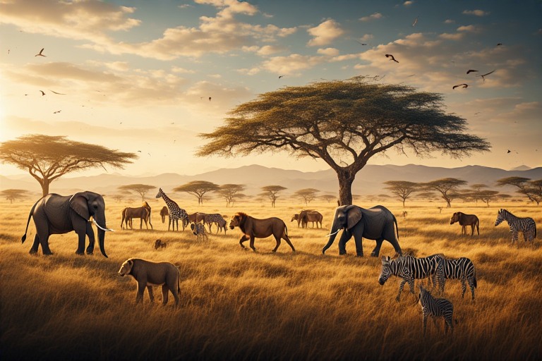 Afrika Manzara Puzzle – Safari, Gün Batımı ve Vahşi Doğa Temalı Egzotik Yapboz