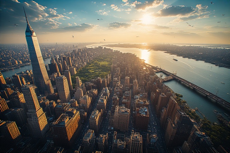 New York Puzzle – Manhattan Skyline, Times Square ve Özgürlük Heykeli Temalı Şehir Manzarası Yapboz