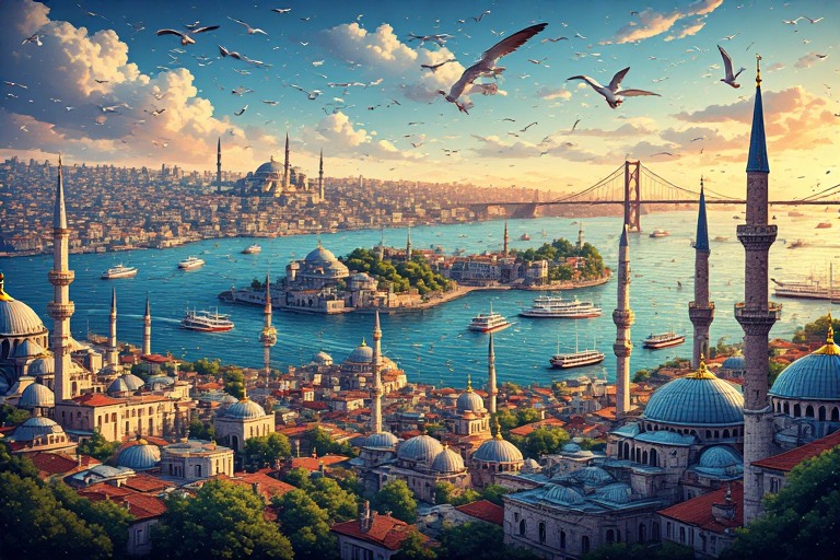 İstanbul Puzzle – 1000 Parça İstanbul Boğazı, Tarihi Yarımada ve Kız Kulesi Manzaralı Premium Jigsaw Puzzle